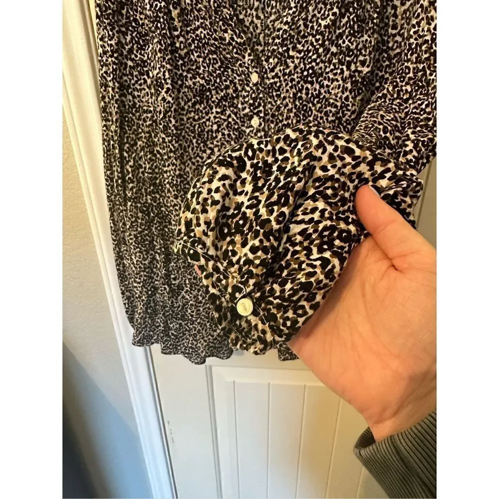 NWOT Old Navy Leopard Animal Print Button Long Sleeve Blouse - Size XL - 613827 - Picture 6 of 10